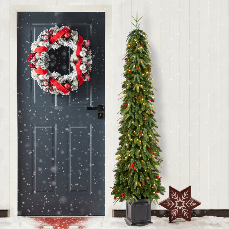 Arbre de Noël artificiel vert 7 pi avec lumières, 7'