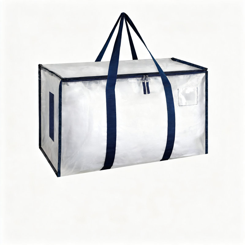 Heavy Duty Moving Bags With Lids, Reinforced Handles And Zippers, For Travel And Camping,6 Pack, Clear