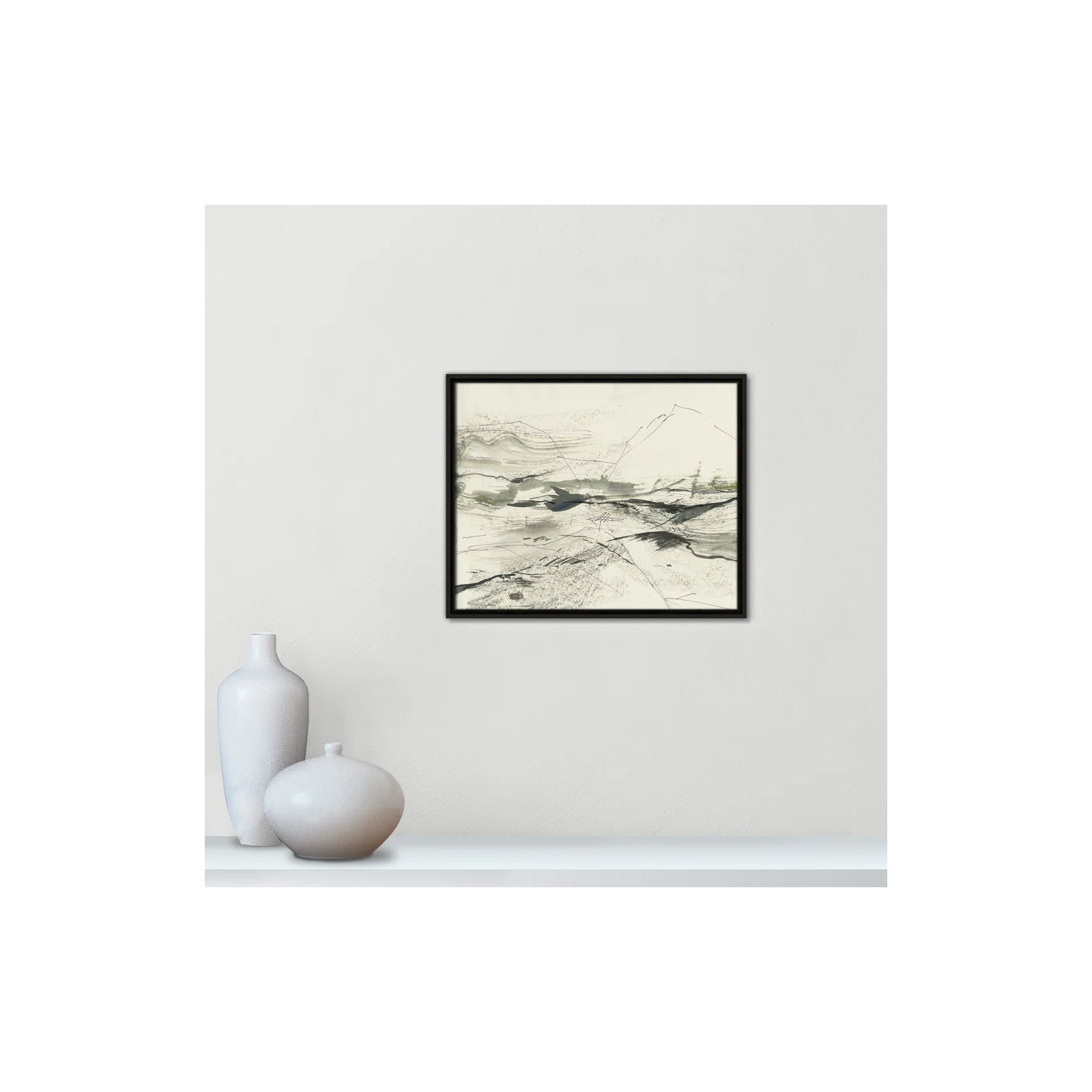 Green Sketches by PI Studio, No Mat, Espresso Floater Framed, 17.5" H x 21.5" W x 2" D