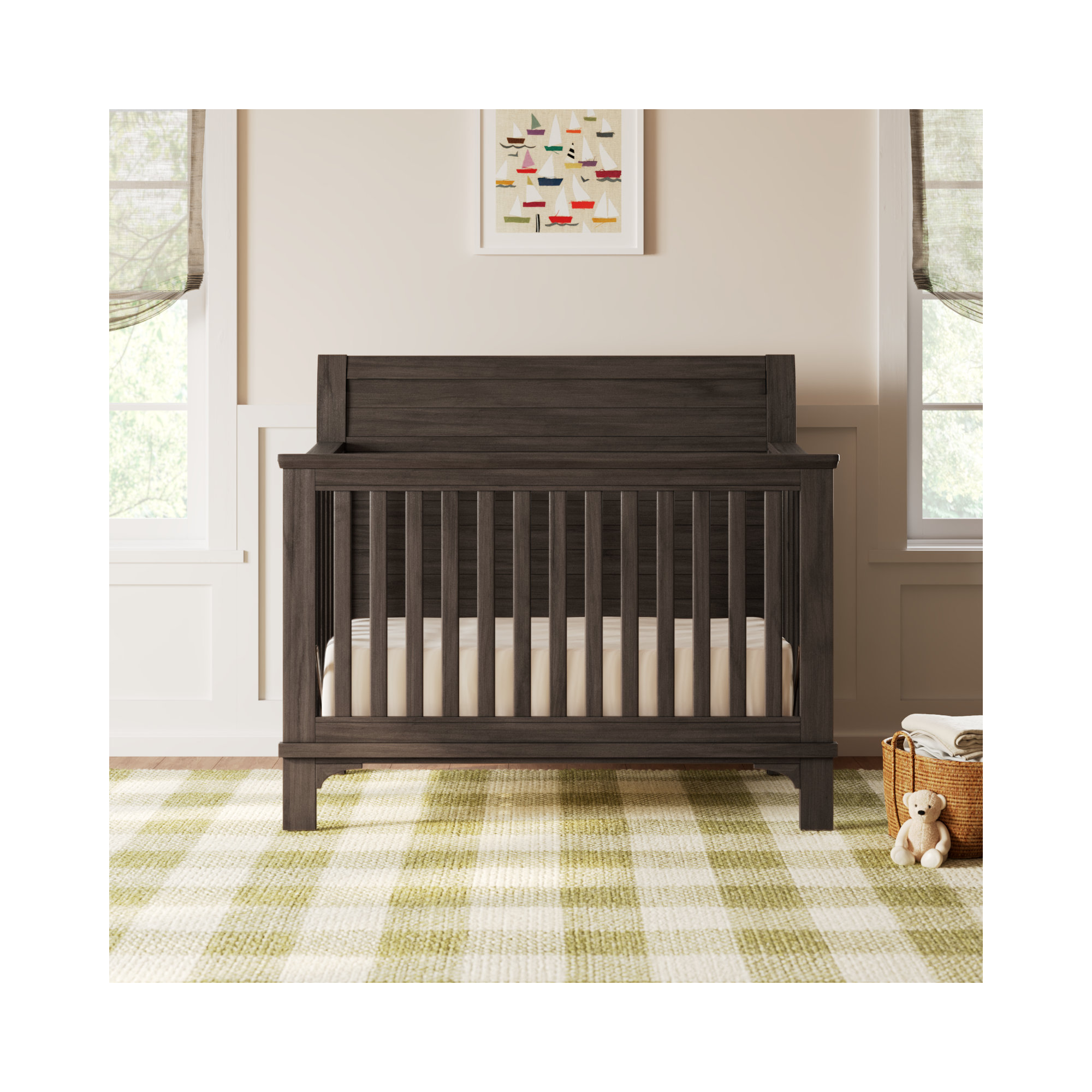 Mabank 3 -in-1 Convertible Crib, River Rock Brown