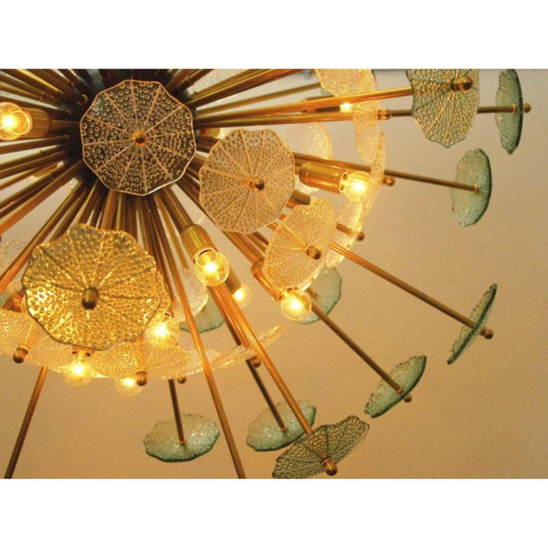 Lustre fantaisie en laiton 30 lumières Bijoux, Givre lisse, Chrome chrome, 55” Length x 55” Width x 96” Height