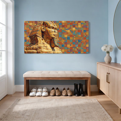Égyptien sphinx mosaïque sur toile tendue, reproduction d'art sur toile, ensemble de 1