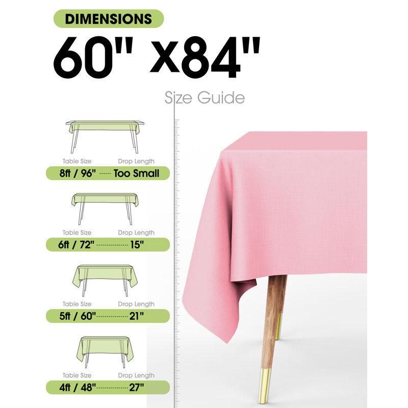 Rectangle Table Cloth 60" x 84" – 8 Packs, Durable Polyester Tablecloth Offers Reusable & Washable Protection, Ideal for Outdoor Party, Picnic, Wedding, Banquet and Birthday, Pink