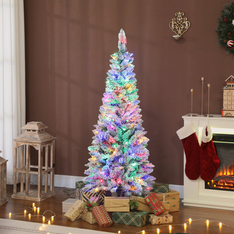 Arbre de Noël givré 5 pi avec lumières bicolores et crayon, 5'