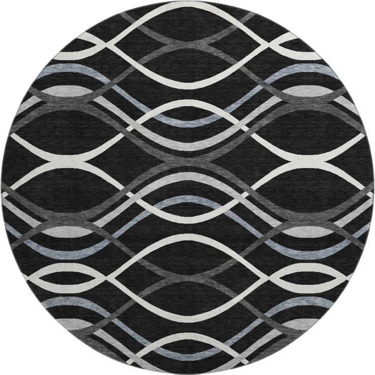 Premium Machine Washable Prisco Black Rug