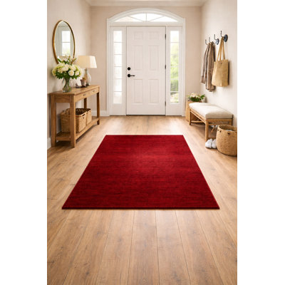 Gowrie Hand Loomed Gabbeh Rug, 100% Wool, Solid Color, Fade & Stain Resistant, Durable, All Sizes, India-Made.