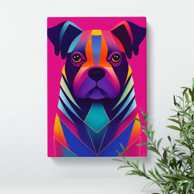 Striking Dog Abstract - Wrapped Canvas Print
