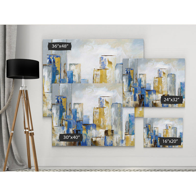 « city blues i », reproduction de peinture à l’aquarelle sur toile tendue, H 36 po x l 48 po x P 1,5 po