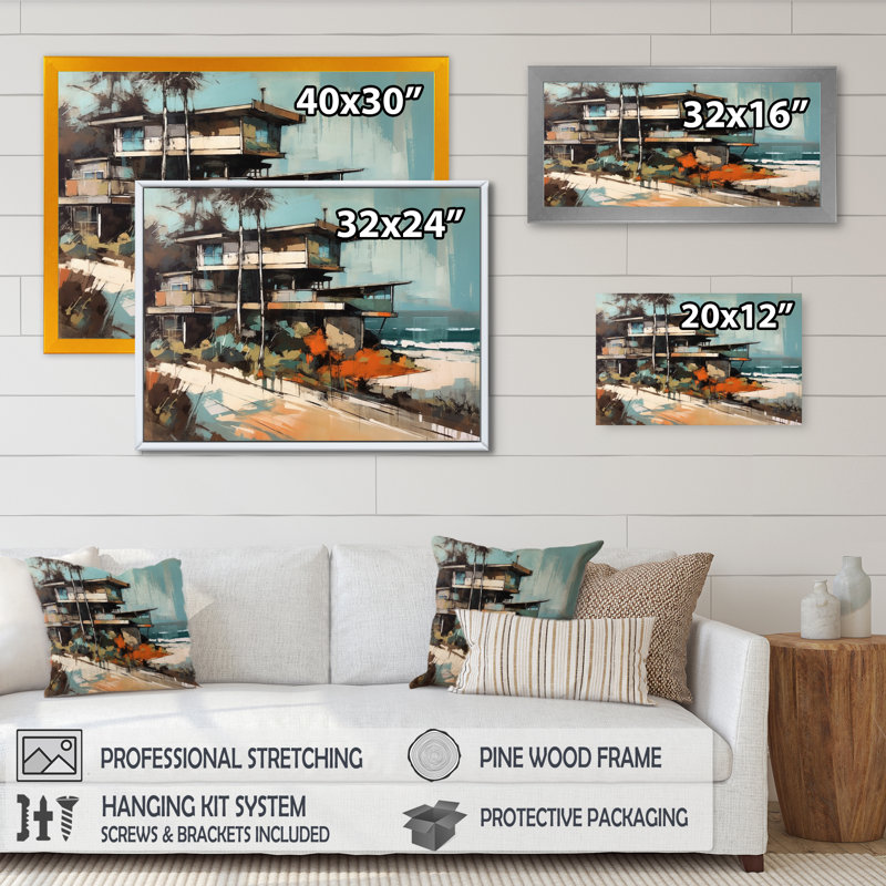 Orange And Beige Cityscape Chronicles " Orange And Beige Cityscape Chronicles ", Black Picture Framed, 12" H x 20" W x 1" D