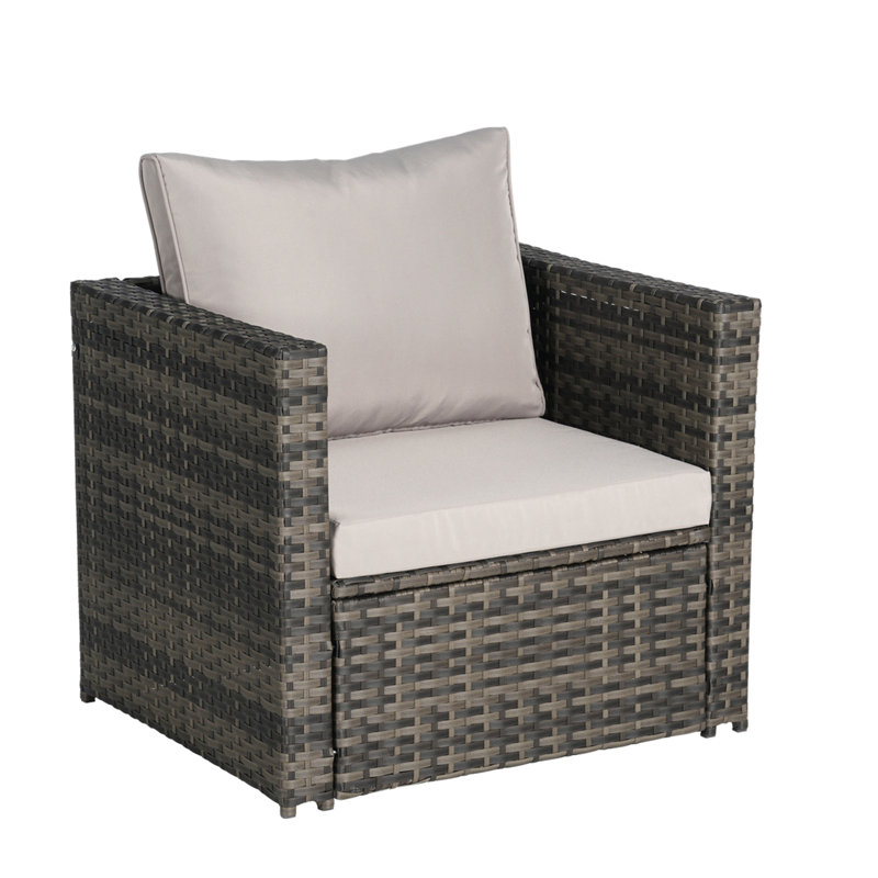 Chaise de jardin en rotin pour l'extérieur, Gris clair