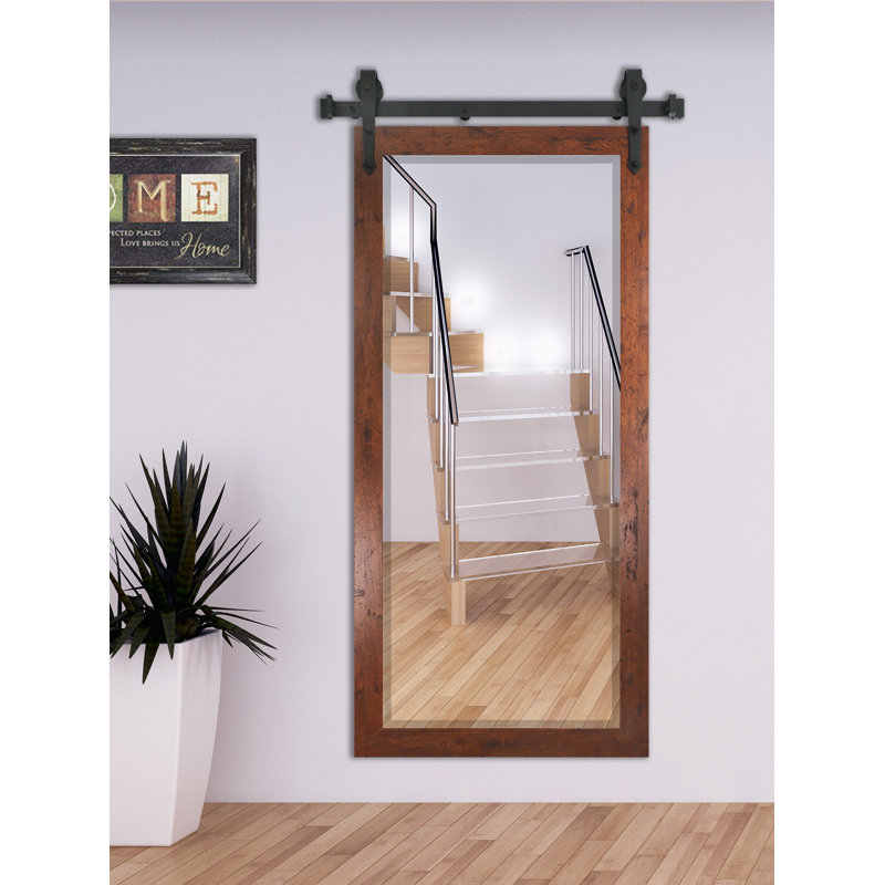 Neace Flat Wall Mirror, 77" H x 31" W, Dark Walnut