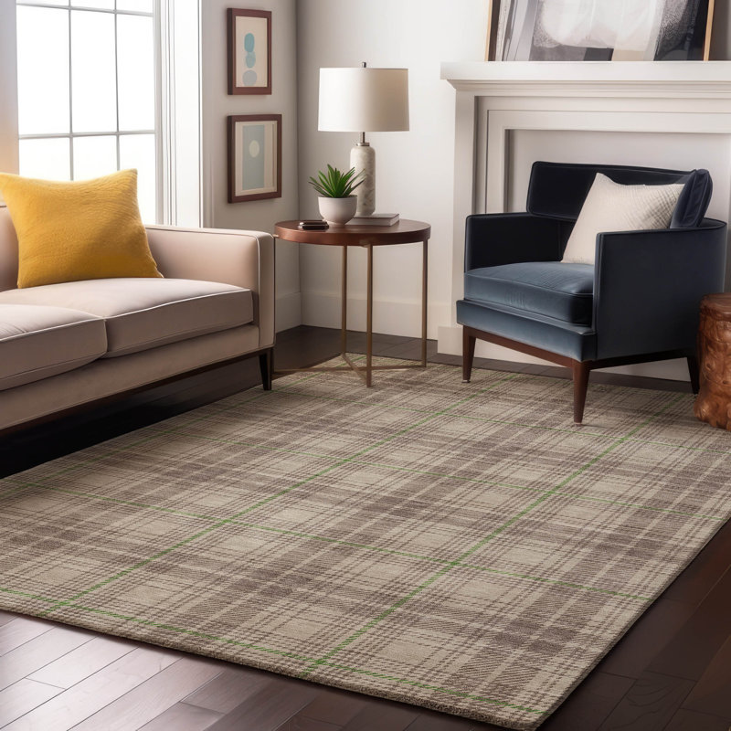 Premium Machine Washable Naglee AMF993 Plaid Rug, Rectangle 5' x 7'6"