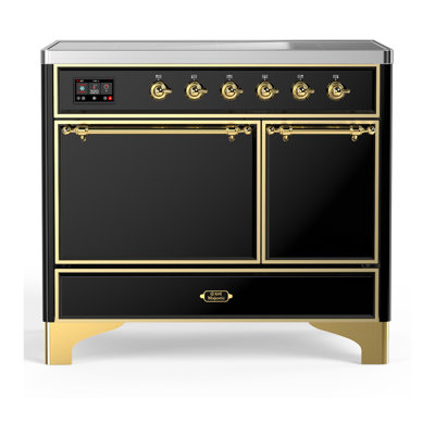Majestic III Series 40 Inch Induction Range with 6 Induction Elements in Glossy Black (Brass Trim)