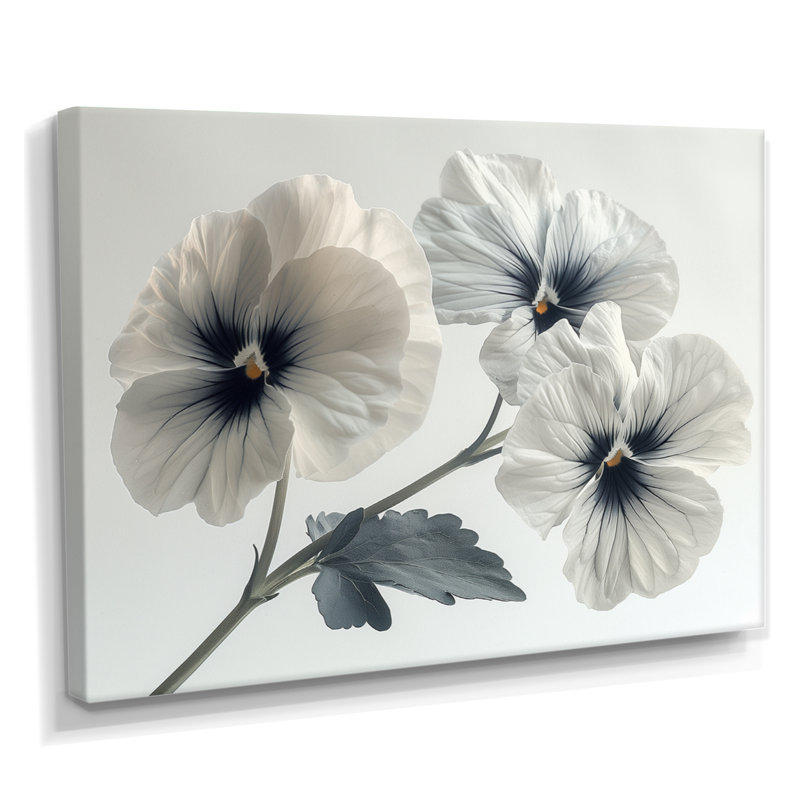 Décoration murale blanc blanc botanique beauté I - pensées, H 40 po x l 60 po, Toile tendue