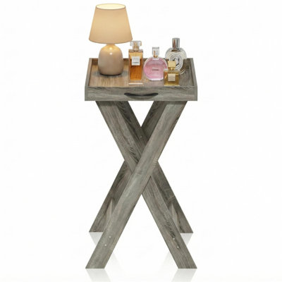 Table d'appoint classique avec plateau amovible en chêne français