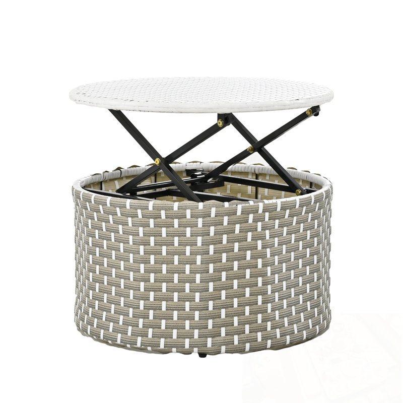 Patio Furniture Round Outdoor Sofa Set with Retractable Canopy, Gray