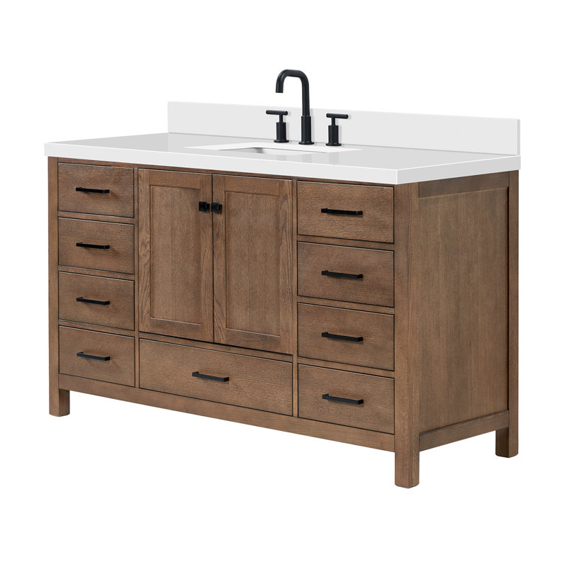 Cambridge 61'' W Single Vanity, Brown Oak