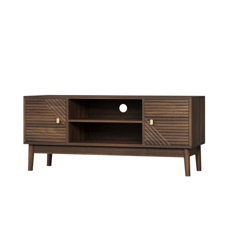 43.31 Inch TV Stand, Mid-Century Modern TV Stand for 32/45 inch TV, Entertainment Center with Storage, Media Console Table for Living Room and Bedroom