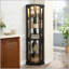 Vitrine de coin lumineuse avec portes en verre et tablettes réglables - noir-131096756