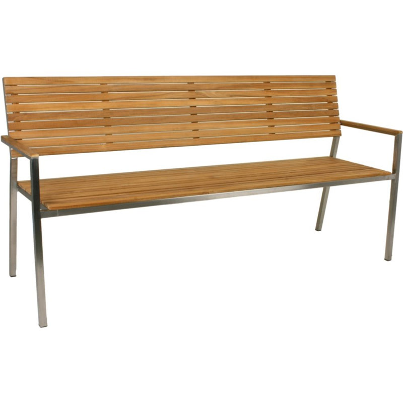 Quillian Stainless Steel Garden Bench, 86cm H x 180cm W x 55cm D