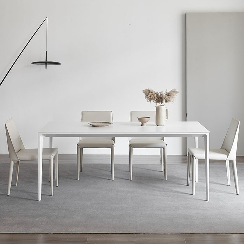 White Sintered Stone Tabletop Dining Table, 29.53" H x 62.99" L x 31.5" W