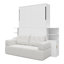 Lit mural blanc pleine grandeur avec rangement, idéal pour les petits espaces, pièce multifonctionnelle, cadre robuste blanc, se transforme de à en quelques secondes, fabrication de haute qualité, mécanisme à deux pistons