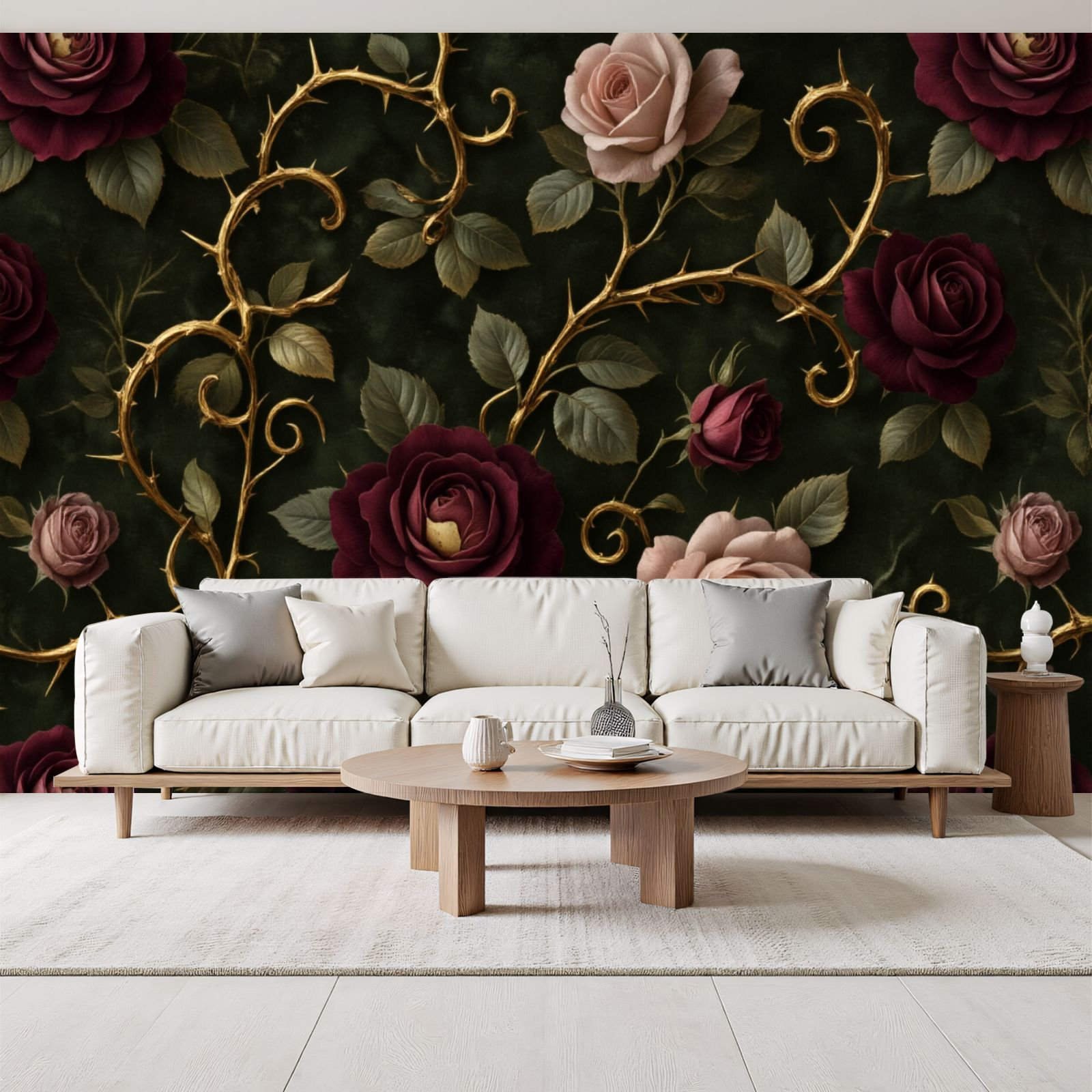 Red Barrel Studio® Peel and Stick Wallpaper Elegant Dark Burgundy Blush ...