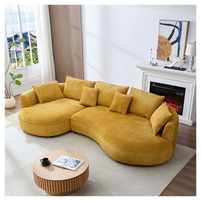 Canapé modulaire surdimensionné avec méridienne Mid-Century Boucle
