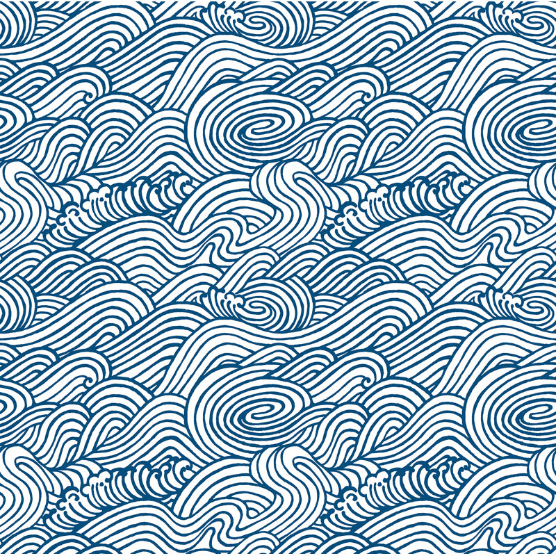 Capella Wave 10m x 52cm Wallpaper Roll, Navy