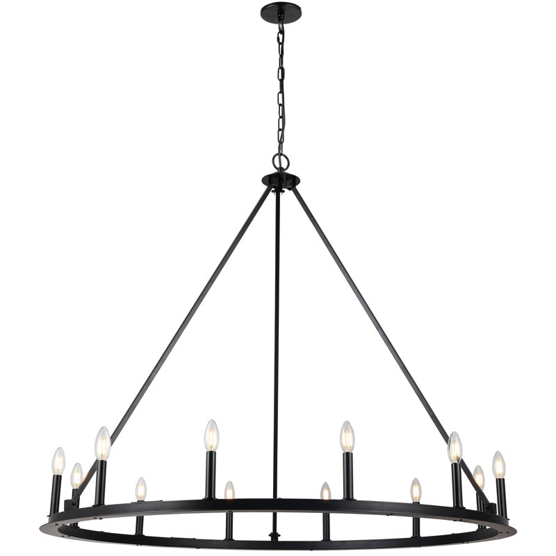 Lustre incandescent 12 lumières Schkyra, noir mat