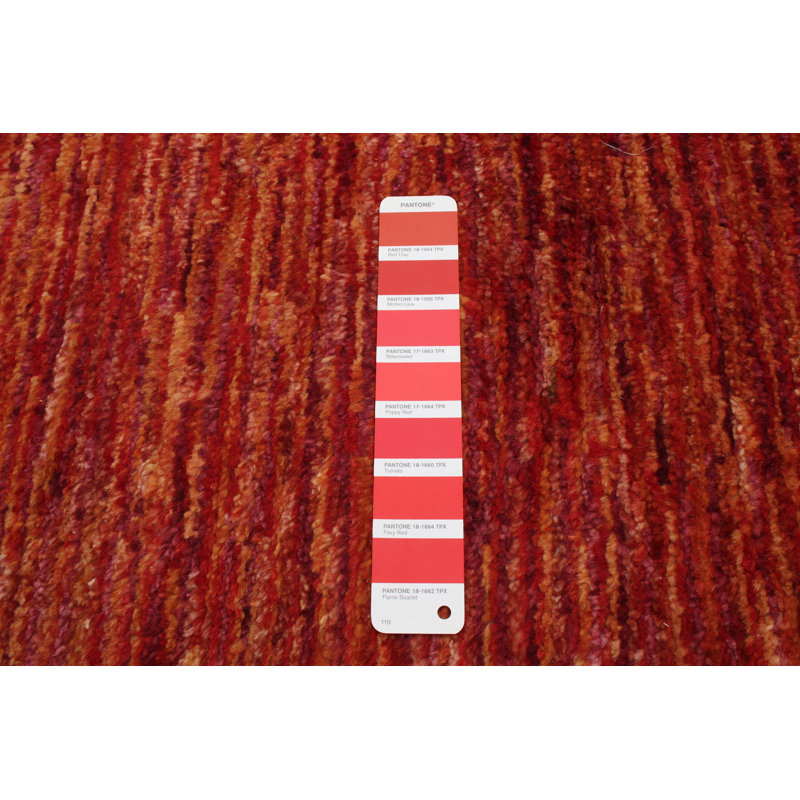 Tapis décoratif en laine rouge de conception unique 7 pi 10 po x 9 pi 6 po noué à la main New Age Gabbeh