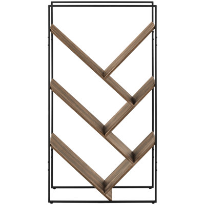 3 Bookshelf , 60" Tall, Black Laminate & Metal, Contemporary Office Bedroom Elegance And Item