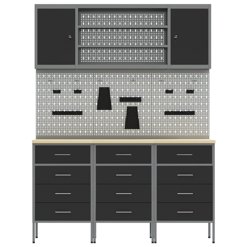 Work Cabinet with Drawer, Black