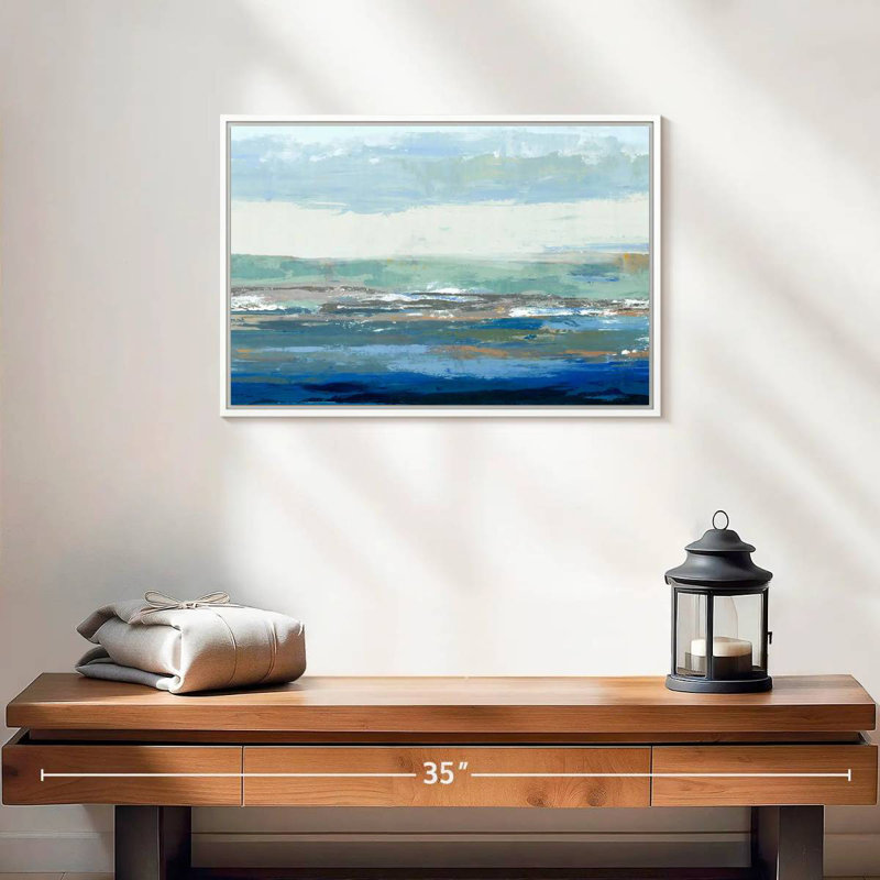 Une grande vague, Cadre flottant blanc, 19 po x 13 po