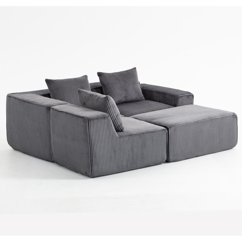 Canapé modulaire Boneless pouvant être combiné librement, Velours côtelé gris
