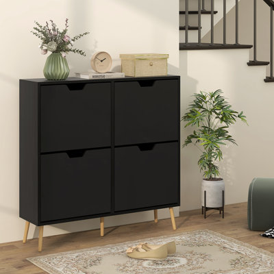 Shoe Storage Cabinet with 4 Flip Drawers and Adjustable Shelves