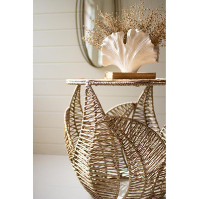 FERN DETAIL SEAGRASS SIDE TABLE