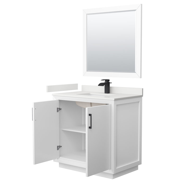 Strada 36'' W Single Vanity, WDX13353, White, Matte Black