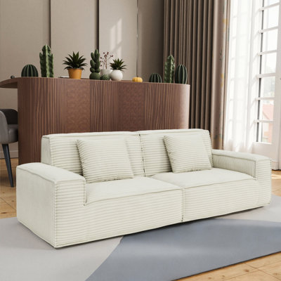 Modern Style, 106.3 Inch, Beige, Compression , Full Foam Filler, Soft Upholstery, Bedroom, Guest Rooms, 3 Seats Structure, Multi - Functional, Various Spaces, Seat Design
