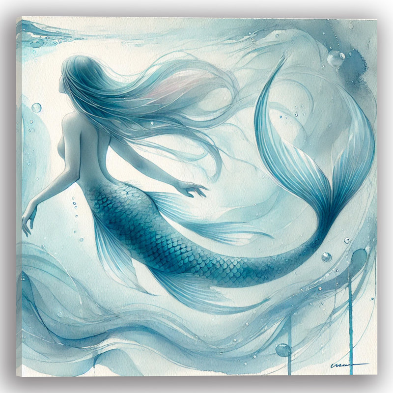 «Graceful Mermaid», art mural sur toile tendue, H 20 po x l 20 po