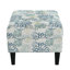  Tufted Upholstered Rectangular Ottoman Bench, Floral Print Accent Footrest Coffee Table, Blue