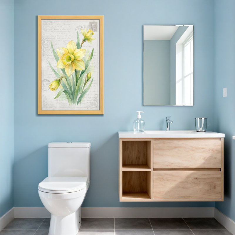 Plantes et fleurs, jonquille, aquarelle, H 36 po x l 24 po, Toile tendue, Ne s’applique pas