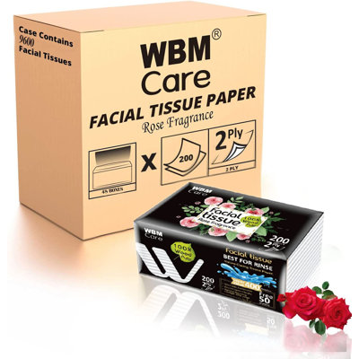 Papier-mouchoir WBM Care Rose, 2 épaisseurs, 200 feuilles / boîte