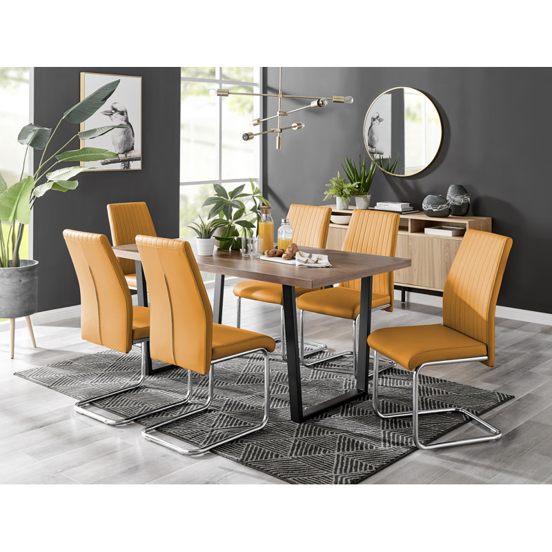 Eubanks 6 - Person Dining Set, Mustard Yellow