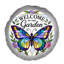 PAS TOTAL - Vitrail BIENVENUE PAPILLON PIERRE GRIS