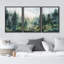 "Forêt enchantée, brume, aquarelle, pin, paysage, nature, désert, illustrations, décor moderne", 3 pièces-100780502-100780504