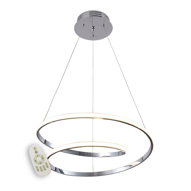 Doerun 1 - Light Nickel LED Single Pendant, 60cm H x 45cm W x 45cm D