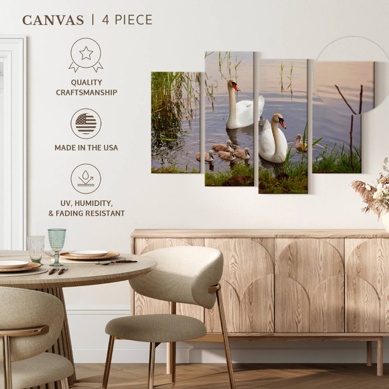 Brampt " Swans And Cygnets " 4 - Pieces