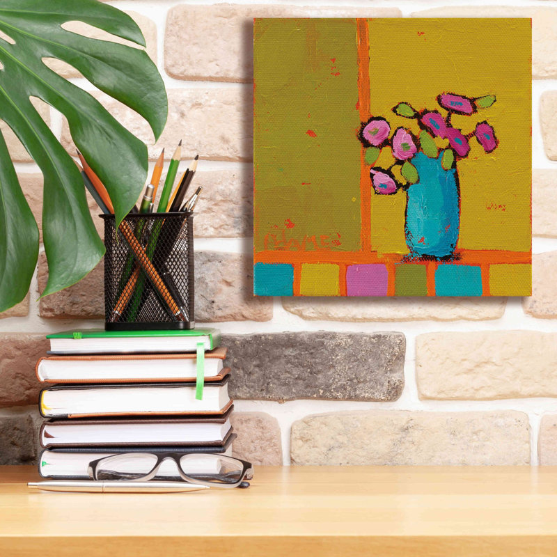 «Turquoise Vase» par Phyllis Adams, art mural sur toile, H 12 po x l 12 po x P 0,75 po