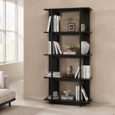 Four Tier Solid Wood Open Shelf Bookcase with Anti-Tip Safety Features and Generous Weight Capacity